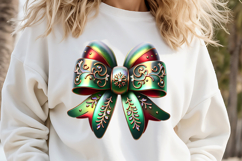 Christmas coquette bows design|Red Green bow T-shirt clipart Product Image 3