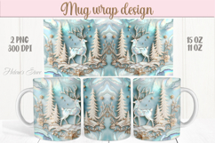 Pastel Christmas deer mug wrap png |Blue and gold mug design Product Image 1