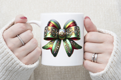 Christmas coquette bows design|Red Green bow T-shirt clipart Product Image 4