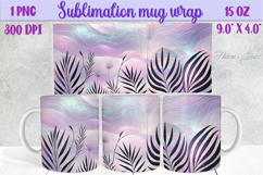 Lilac pastel floral mug wrap 15 oz sublimation design png Product Image 1
