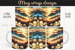 Fantasy mountains iridescent design mug wrap 15oz 11oz png Product Image 1