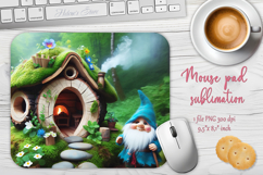 Cute forest gnomes house mouse pad sublimation design png Product Image 1