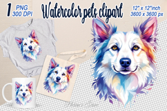 Cute watercolor dog clipart | Floral dogs head design png Product Image 1