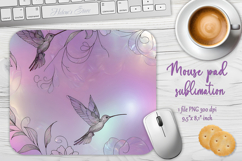Iridescent hummingbird lilac mouse pad sublimation design Product Image 1