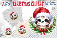 Christmas sloth clipart sublimation PNG|Funny animal face Product Image 2