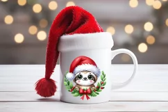 Christmas sloth clipart sublimation PNG|Funny animal face Product Image 1