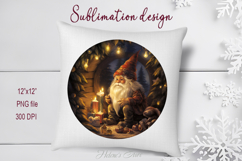 Cute Christmas gnome round sublimation design png Product Image 1