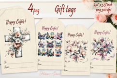Easter cross Gift Tags| Magnolia flower labels| Floral label Product Image 1