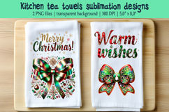 Christmas Coquette bows sublimation kitchen tea towel BUNDLE Product Image 11