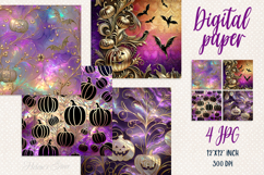 Halloween pumpkin digital paper|Purple Scrap booking graphic Product Image 1