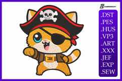 Kawaii Pirate Cat Machine Embroidery Designs Product Image 1