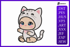 Little Girl in Cat Costume Embroidery Design Product Image 1
