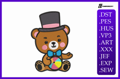 Juggling Teddy Bear Embroidery Design Product Image 1