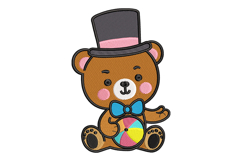 Teddy Bear with Ball and Hat Embroidery Design Product Image 1