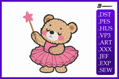 Cute Teddy Bear In Dress Embroidery Designs Product Image 1