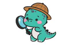 Lovely Detective Dino Embroidery Design Product Image 1