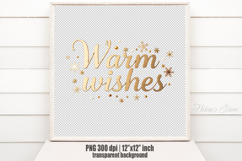 Golden Warm Wishes quote sublimation design clipart png Product Image 1