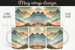 Fantasy mountains iridescent design mug wrap 15oz 11oz png Product Image 1