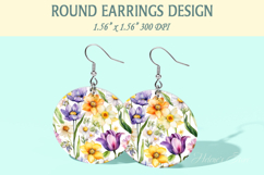 Spring Flowers earrings | Floral Round Earring sublimation Product Image 1