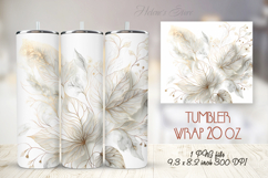Gold watercolor leaves straight tumbler 20oz wrap designs Product Image 1