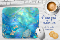 Iridescent blue ocean sublimation design mouse pad Product Image 1