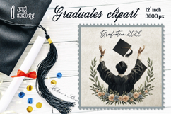 Graduate sublimation png| Graduating vintage postage stamp Product Image 1