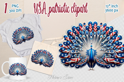 Cute peacock bird American flag colors clipart|USA Patriotic Product Image 1