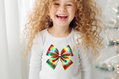 Christmas coquette bows design|Red Green bow T-shirt clipart Product Image 4