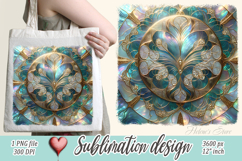 Aquamarine ocean gold and pearl sublimation design png Product Image 1