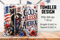 God Bless America Raccoon 20oz Wrap PNG Product Image 1