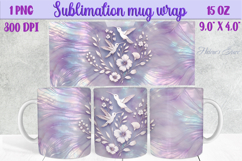 Lilac pastel hummingbirds mug wrap 15 oz sublimation design Product Image 1
