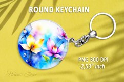 Floral round keychain sublimation|Spring flowers Car coaster Product Image 1