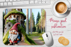 Cute forest gnomes house mouse pad sublimation design png Product Image 1