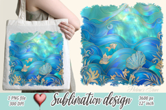 Blue ocean gold and pearl sublimation designs png | Sea life Product Image 1