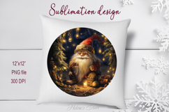 Cute Christmas gnome round sublimation design png Product Image 1