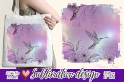 Pastel hummingdird Flower image | Purple sublimation design Product Image 1