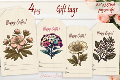 Happy Easter Gift Tags | Vintage flower labels| Floral label Product Image 1