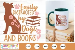 Dog Lover SVG Design: Easily Distracted by Dogs and Books Product Image 1