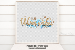 Golden Blue Warm Wishes quote sublimation design clipart png Product Image 2