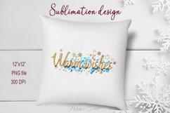 Golden Blue Warm Wishes quote sublimation design clipart png Product Image 3