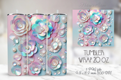 3d flowers pastel tumbler 20oz wrap sublimation design png Product Image 1