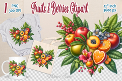 Ripe juicy tropical fruits heart clipart | Summer sweet food Product Image 1