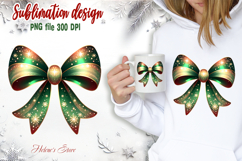 Christmas coquette bows design|Red Green bow T-shirt clipart Product Image 2