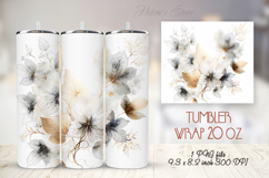 Gold watercolor leaves straight tumbler 20oz wrap designs Product Image 1