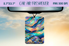 Blue &amp; gold iridescent ocean Air Freshener Car sublimating Product Image 1
