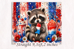 Patriotic Raccoon 20oz Tumbler Wrap PNG Product Image 3
