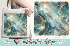 Aquamarine ocean gold and pearl sublimation design png Product Image 1