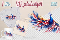 Cute peacock bird American flag colors clipart|USA Patriotic Product Image 1
