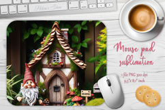 Cute forest gnomes house mouse pad sublimation design png Product Image 1