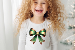Christmas coquette bows design|Red Green bow T-shirt clipart Product Image 4